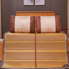 Folding Mattress Bamboo，bamboo Mat For Bed,Breathable Carbonized Bamboo Summer Sleeping Mat，Foldable Double Sided Bamboo Mat，with Pillowcase, For Bed| Bedroom Essential For Summer Sleeping(B,1.5*1.95m