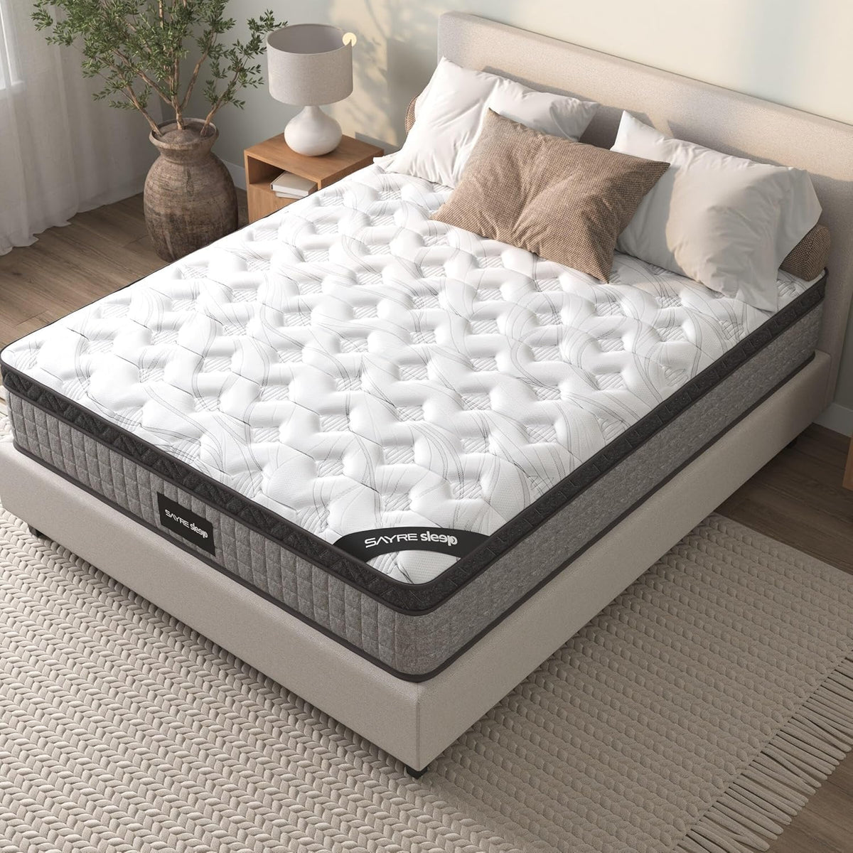 10'' King Mattress, King Size Mattress in a Box, Modern New Diamond Innerspring Hybrid and Cooling Gel Memory Foam Mattresses, Pressure Relief & Motion Isolation, RV Medium Firm Matress (10 Inch)