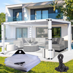 Gazebo Curtains 0.12mm Pergola Waterproof Side Panels Translucent Tarp with Eyelets and Elastic Rope, (Color : Clear, Size : 22.96x9.84'/7x3m)