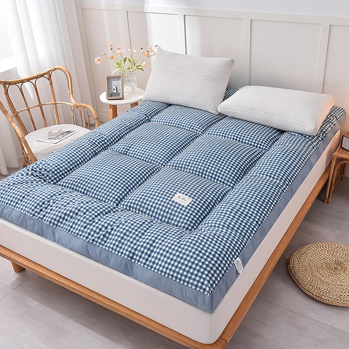 Japanese Futon Mattress, Floor Mat, Thick Sleeping Mat, Portable Roll-up Mattress, Single Double Full Size Dormitory Sofa Mattress, Guest Bed, Travel Mattre(Size:90x200cm/35x79inch,Color:Green)