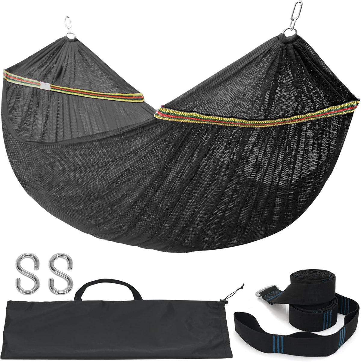 Tranquillo Hammock 550 lbs Capacity Double Hammocks, Camping Hammock with Hammock Straps, Hammocks for Outside Hiking Camping Essentials, Indoor - Garden, Portable Tree Straps, White