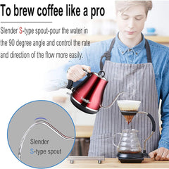 1.2L Electric Kettle, Colorful 304 Stainless Steel Gooseneck 1500W Household Quick Heating Electric Boiling Tea Pot, Black