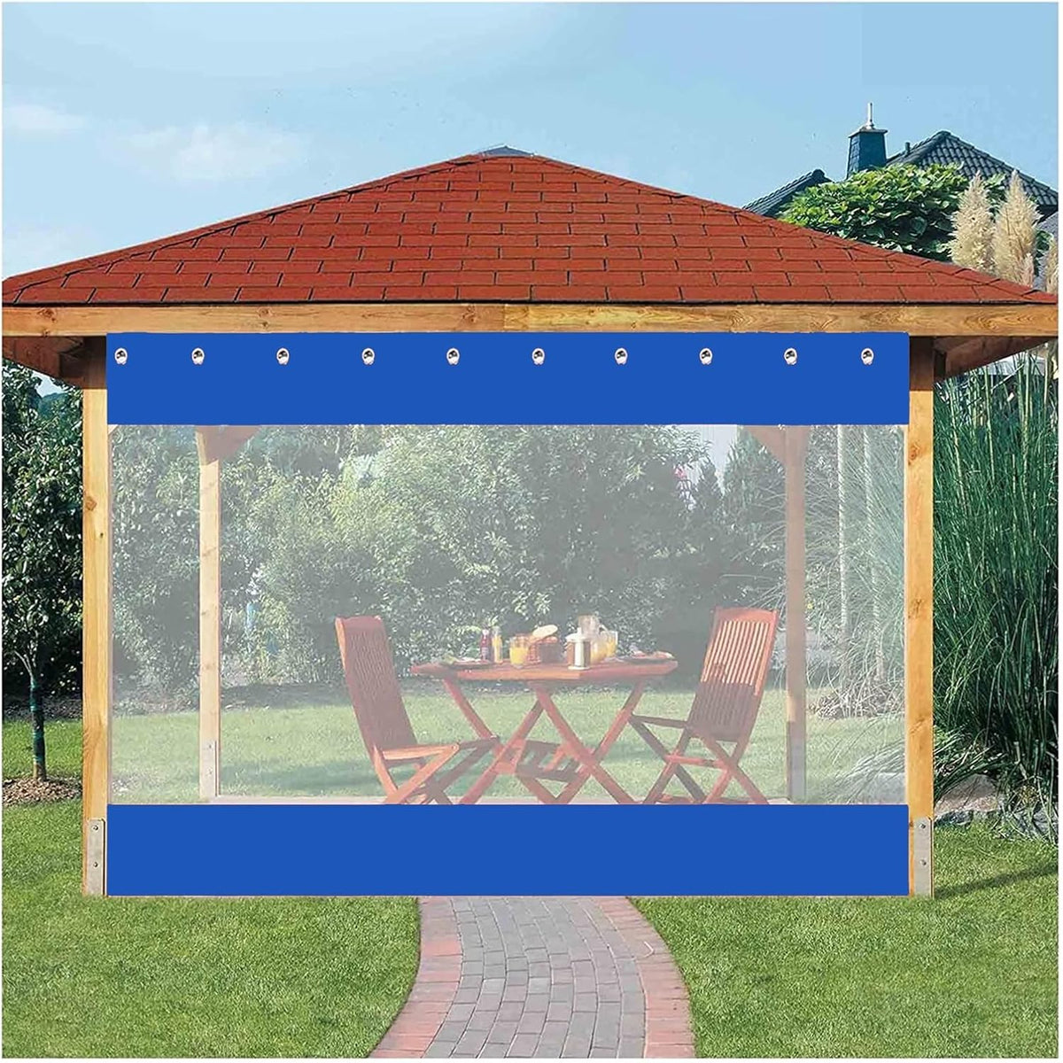 AWSAD Outdoor Clear Tarps Curtain Pergola Side Panels Weather Resistant 0.5mm Rainproof Dust-Proof with Rustproof Grommets for Pergola, Porch, Gazebos (Size : 2.2x2.5m)