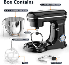 Electric Stand Mixer,10 Speeds Tilt-Head Food Mixer, 3-IN-1 Kitchen Mixer for Daily Cooks with 6.5 QT Bowl,Dough Hook, Beater, Whisk (Almond Cream)