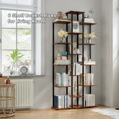 Bookshelf，Small Bookcase for Small Space，6-Tier Bookshelf for Living Room, Home Office, Study，9.45 x 20.8 x 62.2 Inches,Black