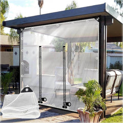 Pvc Heavy Duty Waterproof Transparent Tarpaulin Side Panels With Zipper Door,Outdoor Clear Tarp Curtains,Garden Pergola Gazebo Carport Partition Curtains,With Grommets,L×H-3.2*2.5m(10.5*8.2ft)