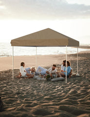 10x10 Pop-Up Canopy Tent – One-Button Instant Setup w/ 1 Sidewall, 3 Height Adjustments, Roller Bag & 4 Weight Bags | Portable Shelter for Beach, Parties, Sports, Deck & Garden