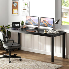 Need Computer Desk, 47 inch Home Office Desk, Modern Simple Style Home Office Gaming Desk, Basic Writing Table for Study Student, Black Metal Frame, Rustic Brown