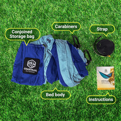 Coastrail Outdoor Deluxe Portable Hammock Compact 1-Person 108"*54" Hammock Multi-Purpose Indoor/Outdoor- Hammock Kit with Tree Straps and Carabiners, Blue, One Size
