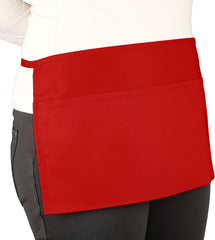 Waist Bib Apron Spun Poly-Commercial Restaurant Kitchen 3 Pocket in Royal Blue - 100 Pack