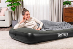 Bestway Single Tritech Airbed | Outdoor, Indoor Twin Air Mattress, with Fast Inflation and Built-in Pillow