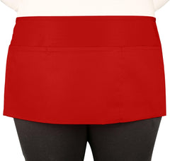 Waist Bib Apron Spun Poly-Commercial Restaurant Kitchen 3 Pocket in Royal Blue - 100 Pack