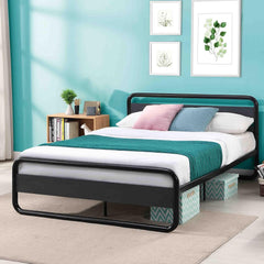 RIDFYIndustrial Queen Bed Frame with Headboard and Footboard, Heavy Duty Metal Platform Bed Frame with Storage Space, Rustic Camas Queen, Mattress Foundation/Box Spring Needed/Noise-Free/Easy Assembly