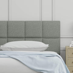 Glenwillow Home Paio 20" Tall Panel Upholstered Headboard, 2-Row Square Tufting, Twin Size, Light Gray