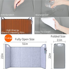 Portable Space Heater for Office & Home, Foldable, Quiet Floor Foot Warmer Under Desk, Personal Electric Panel Space Heater with Thermostat & Timer, Auto Shut Off