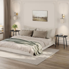 HOOBRO Side Table, Small Black Accent End Table, Modern Nightstand for Living Room, Bedroom, Balcony, Easy Assembly, Black BB87BZ01