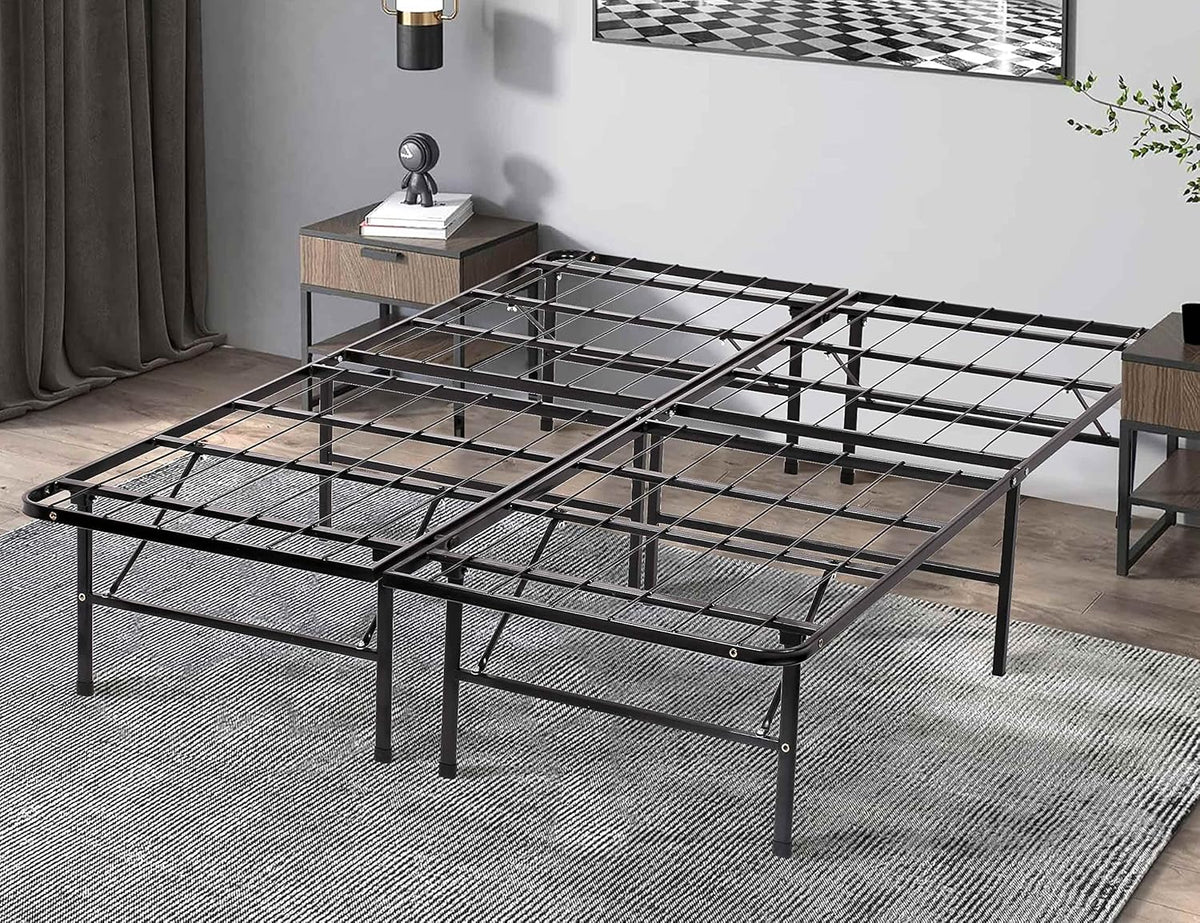 Bed Frame 14 Inch Foldable Metal Full Size Bed Frame Platform Bed Frame Heavy Duty Steel Slat Mattress Foundation No Box Spring Needed