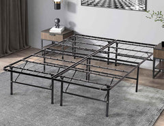 Bed Frame 14 Inch Foldable Metal Full Size Bed Frame Platform Bed Frame Heavy Duty Steel Slat Mattress Foundation No Box Spring Needed