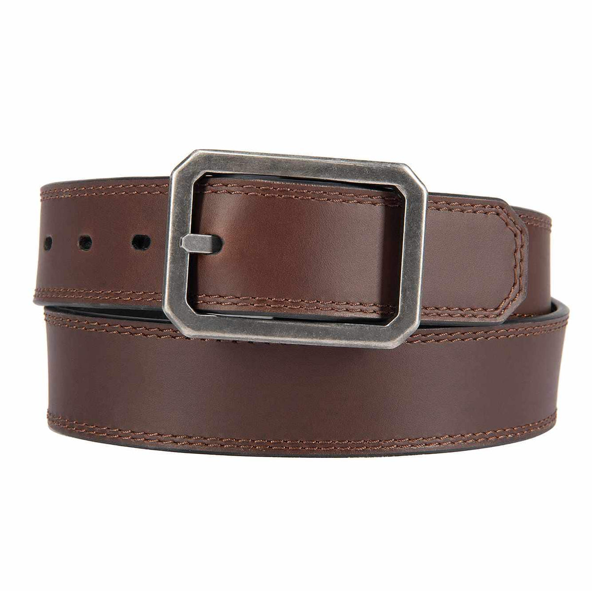leather reversible center bar buckle belt