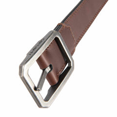 leather reversible center bar buckle belt
