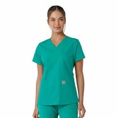 women's force essentials v-neck knit panel scrub top