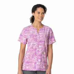 women's force notch neck print scrub top