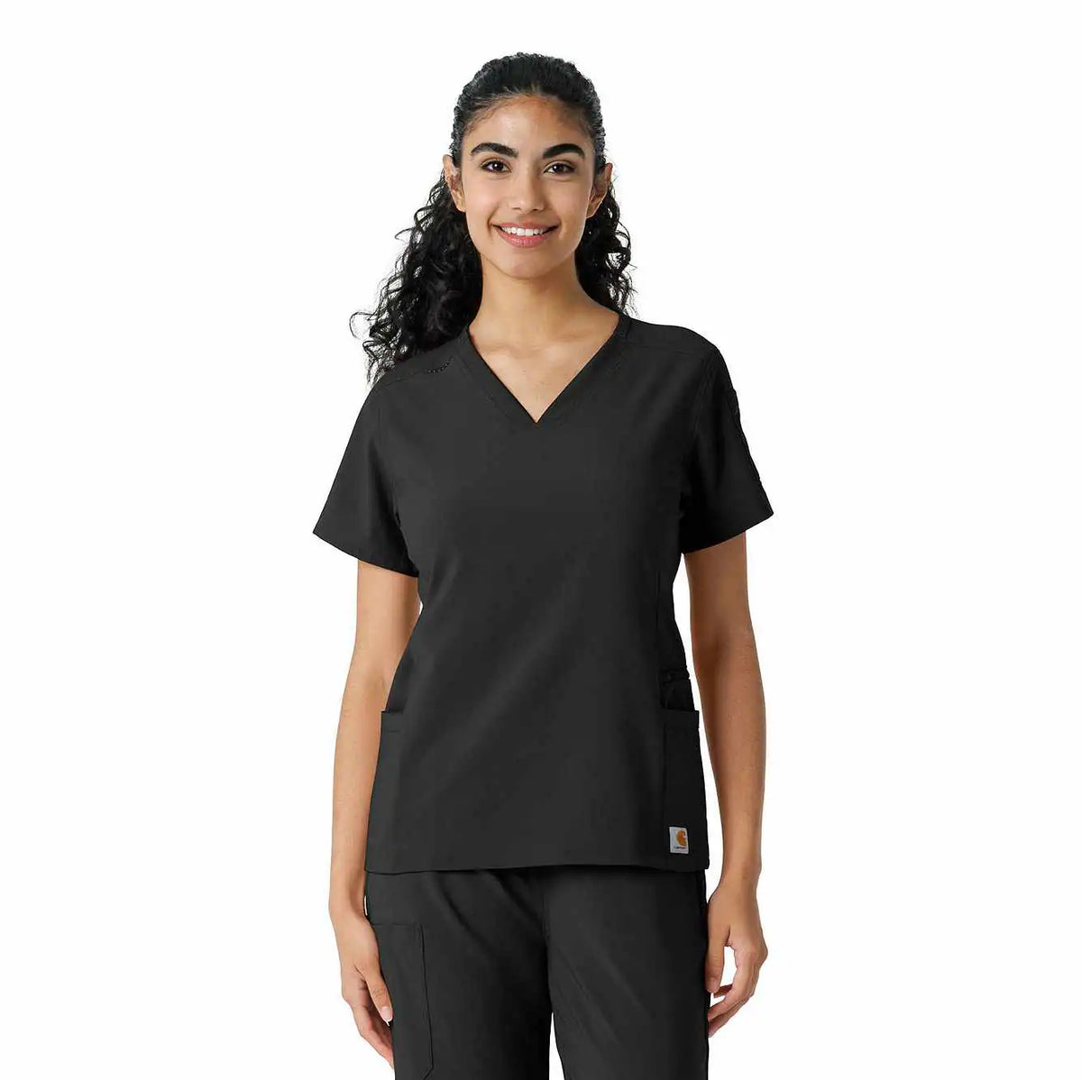 women's force cross-flex knit panel scrub top