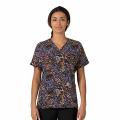 women's oversized v-neck print scrub top