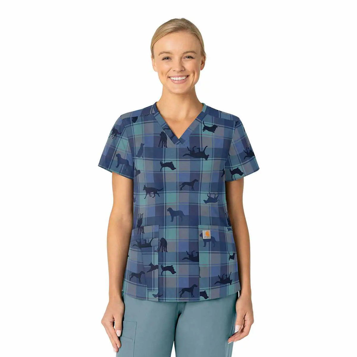 women's v-neck print scrub top
