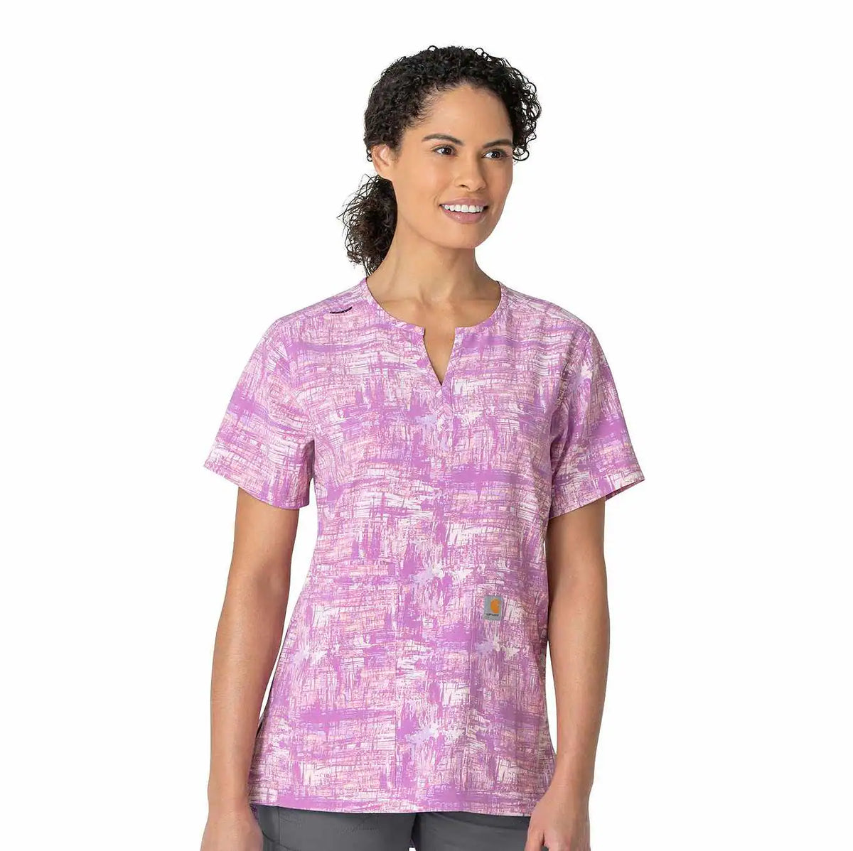 women's force henley print scrub top