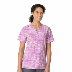 women's force henley print scrub top