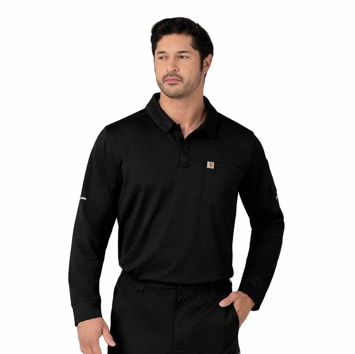 rugged flex® rscu heavyweight long sleeve polo scrub top
