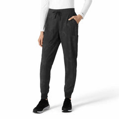 women's printed cargo jogger scrub pant