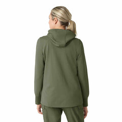 women's full zip waffle scrub hoodie