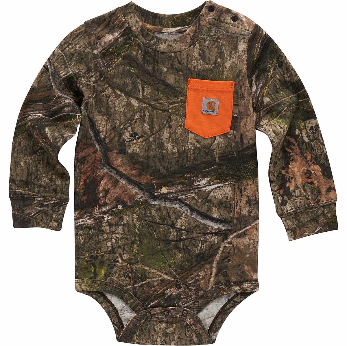 boys' long sleeve mossy oak® camo pocket bodysuit (baby)