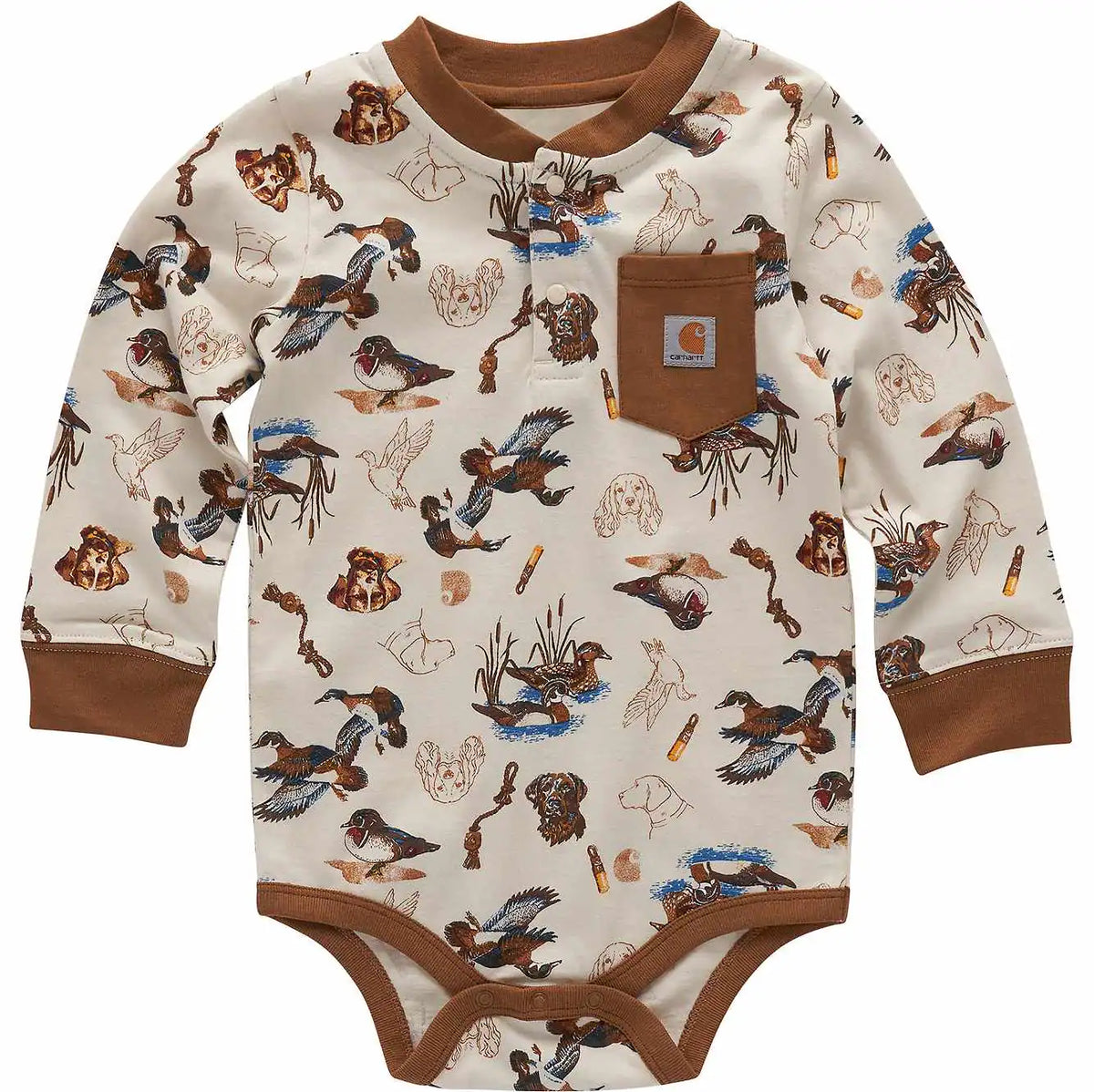 boys' long sleeve printed henley bodysuit (baby)