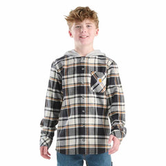 boys' long sleeve hooded flannel button-front shirt (child/youth)