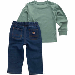boys' 2-piece long sleeve dog t-shirt & denim pant set (baby)