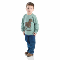 boys' 2-piece long sleeve dog t-shirt & denim pant set (toddler)