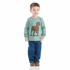 boys' 2-piece long sleeve dog t-shirt & denim pant set (toddler)