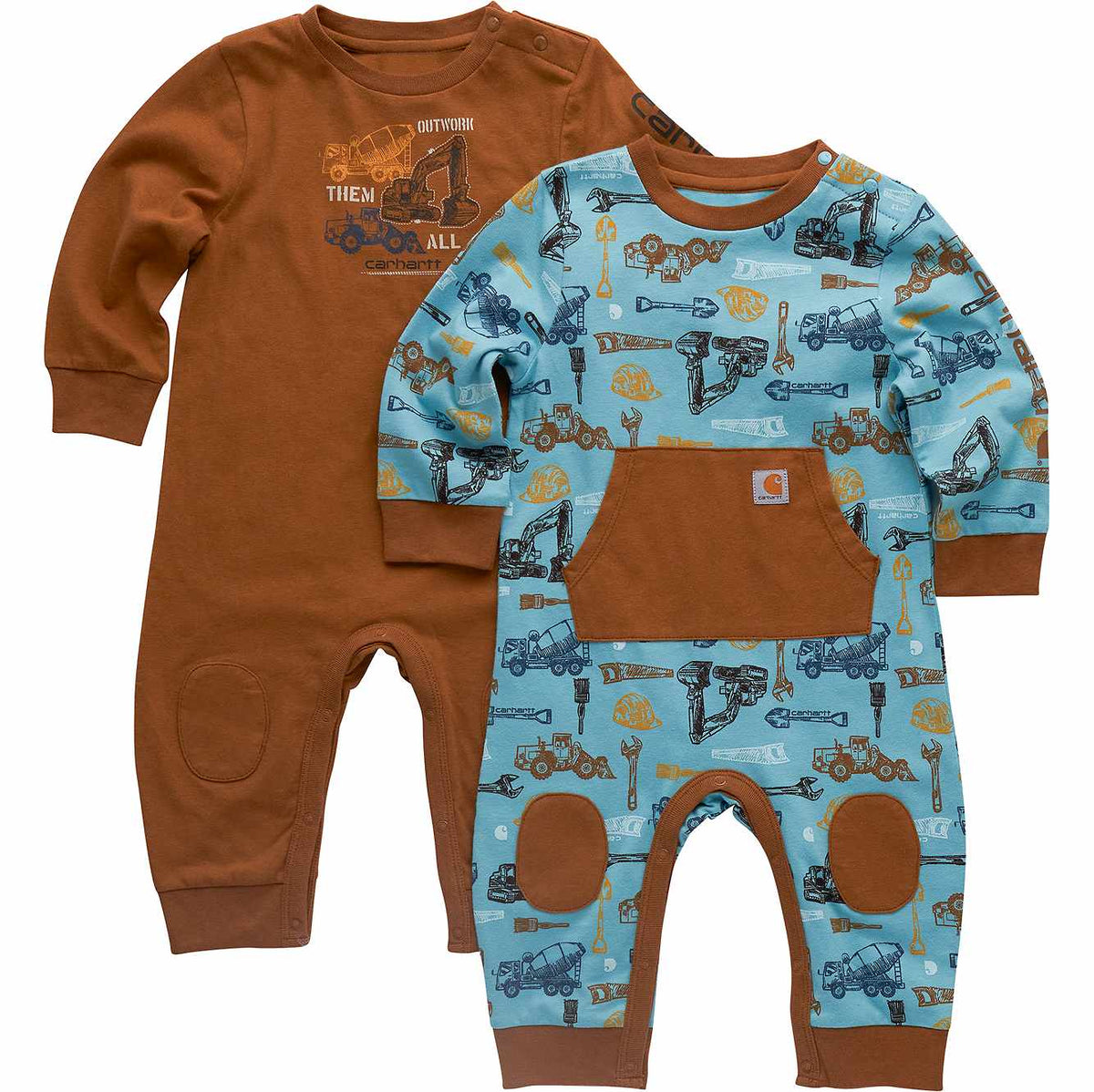 boys' 2-piece long sleeve construction coverall set (baby)