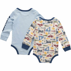 boys' 2-piece long sleeve construction bodysuit set (baby)