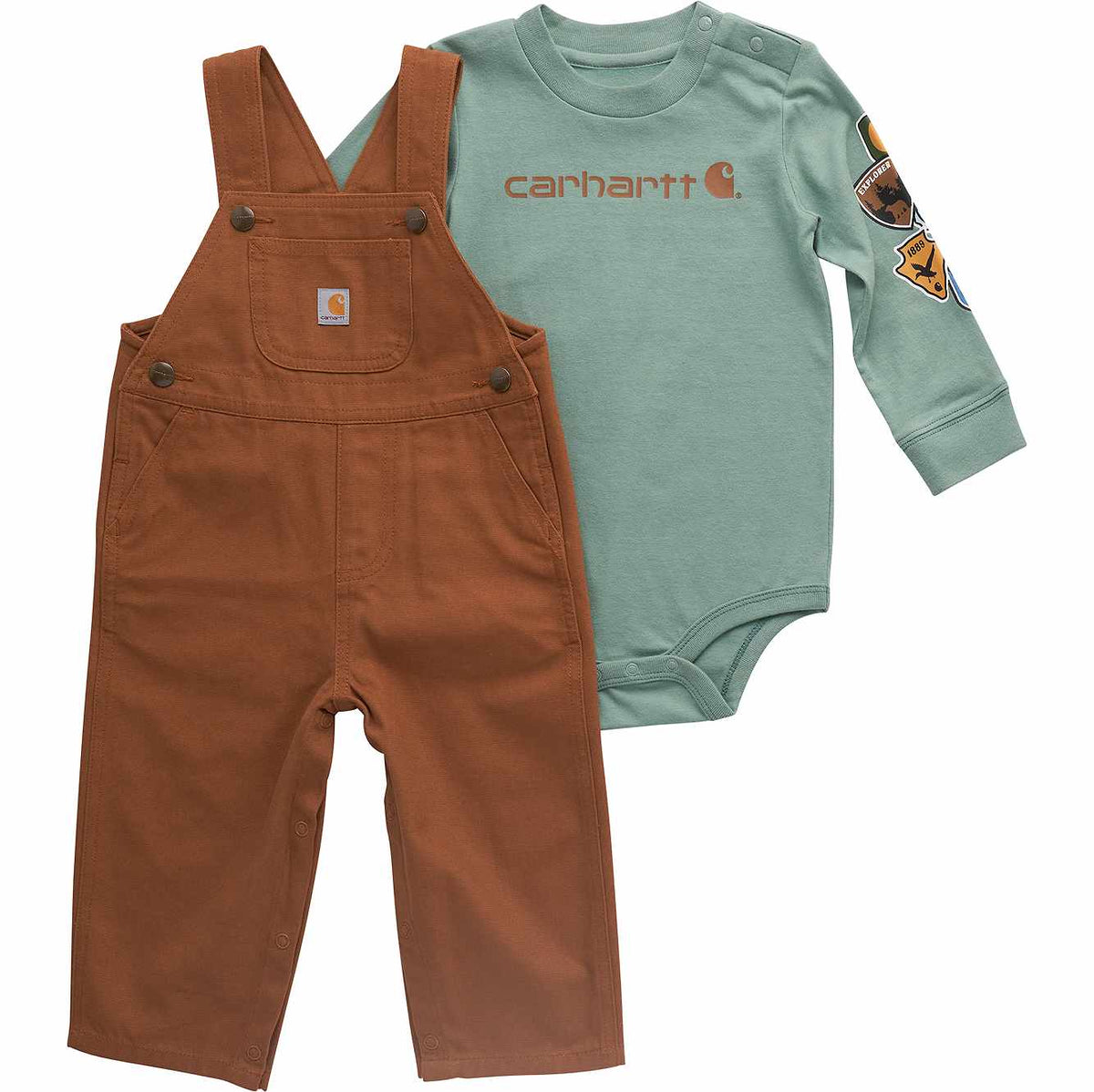 boys' 2-piece long sleeve bodysuit & canvas overall set (baby)