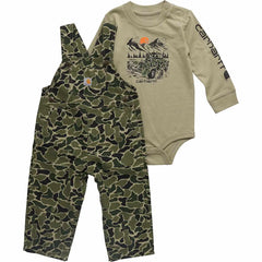 boys' 2-piece long sleeve bodysuit & canvas overall set (baby)