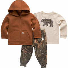 boys' 3-piece long sleeve t-shirt, fleece jacket & fleece camo pant set (baby)