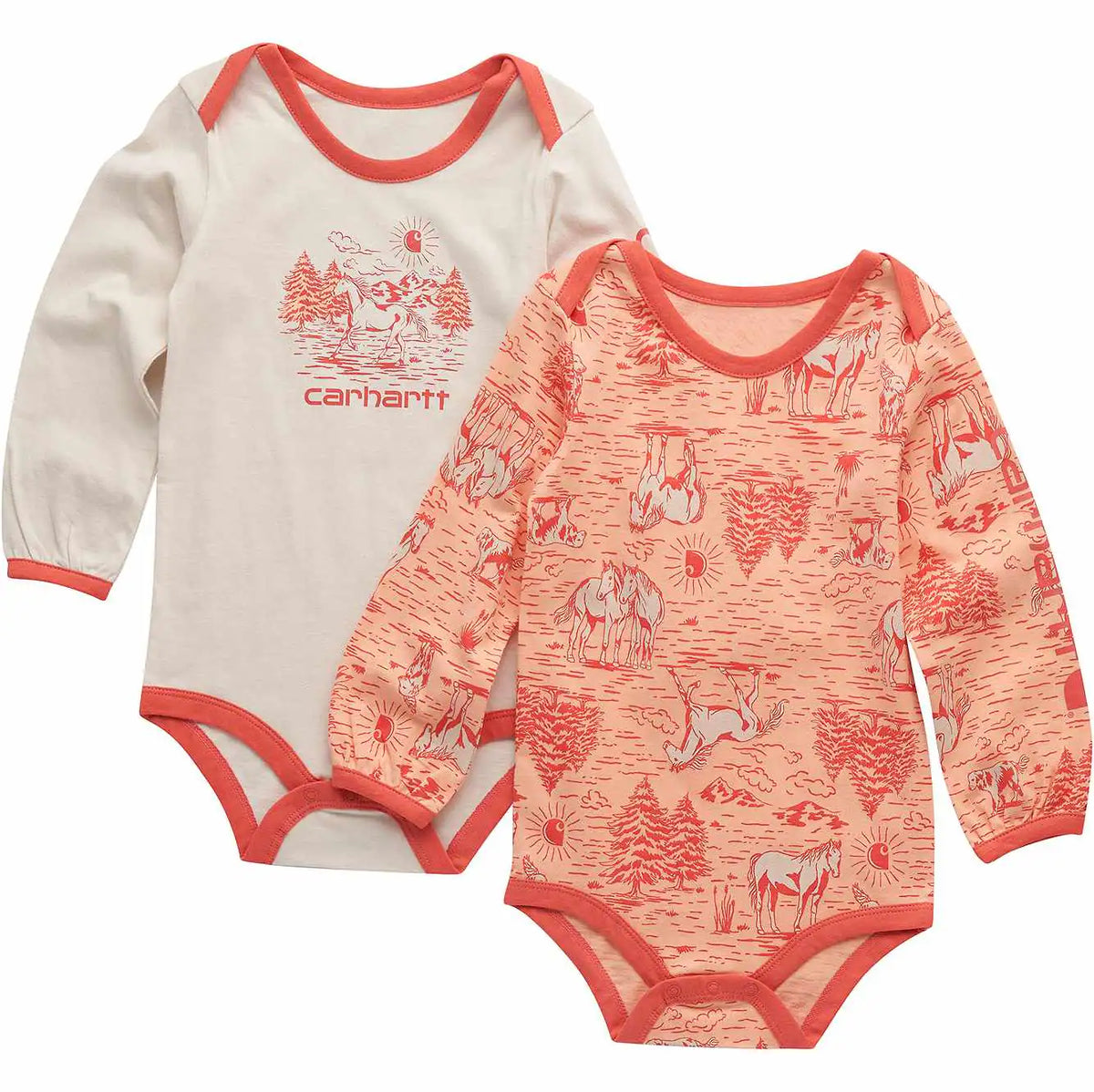 girls' 2-piece long sleeve farm print bodysuit set (baby)