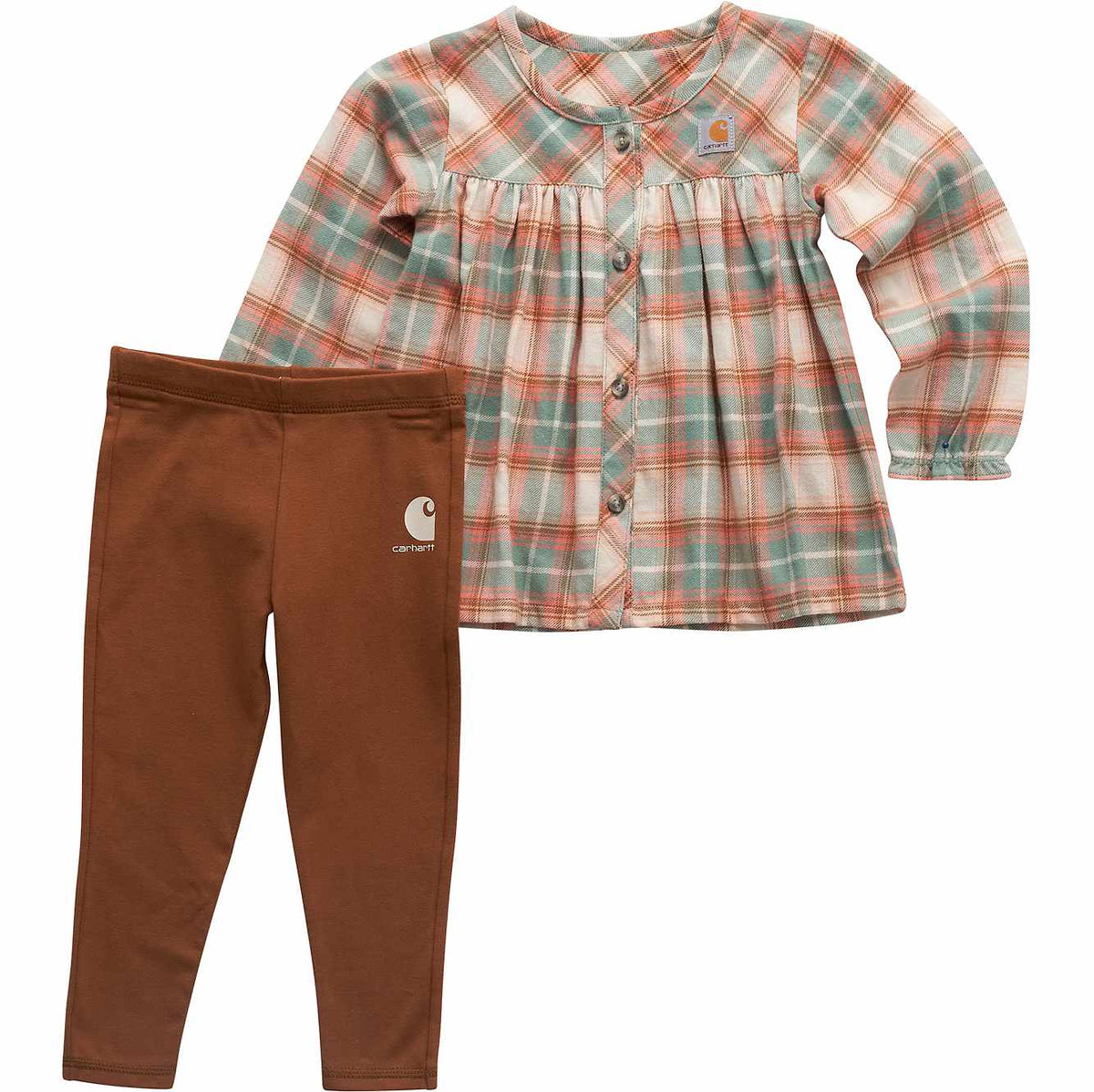 girls' 2-piece long sleeve flannel top & legging set (baby)