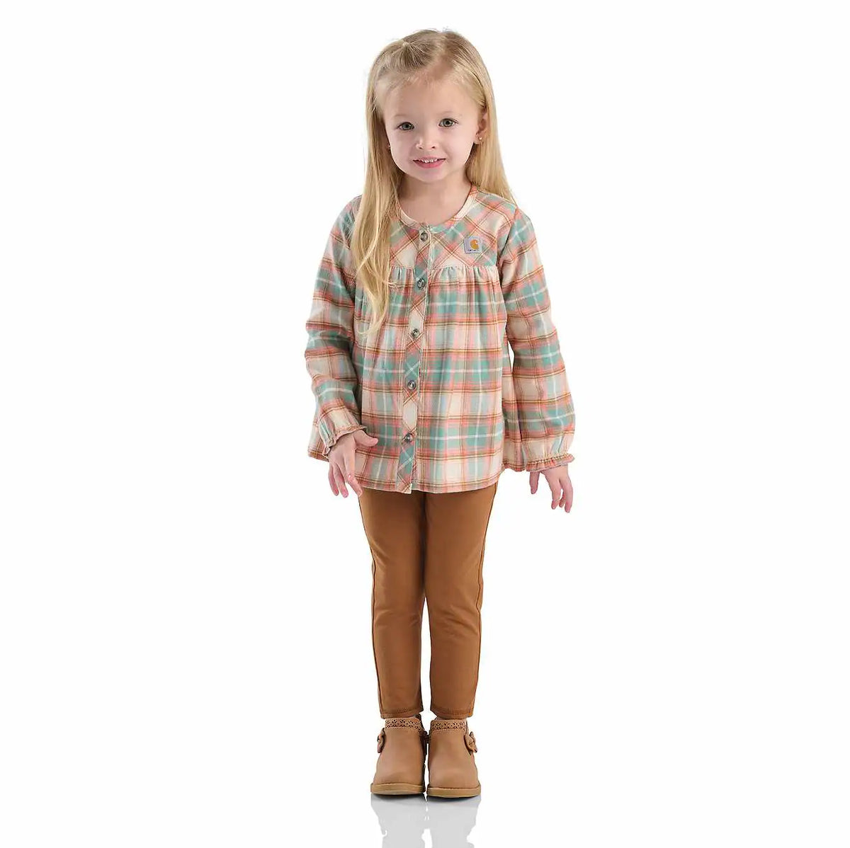 girls' 2-piece long sleeve flannel top & legging set (toddler)
