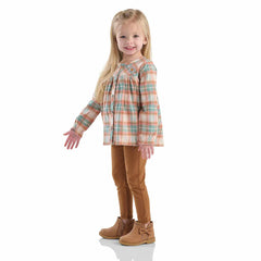girls' 2-piece long sleeve flannel top & legging set (toddler)