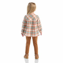 girls' 2-piece long sleeve flannel top & legging set (toddler)